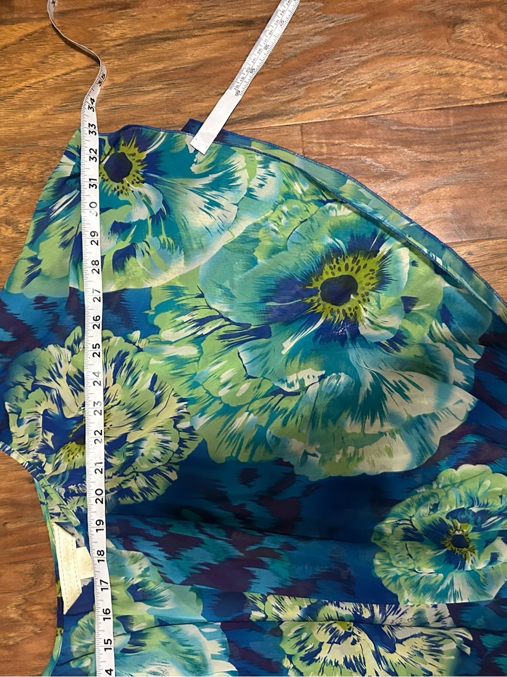 Floral Blue & Green Off-Shoulder Women’s Top Flutter Butterfly Sleeves - Picture 6 of 7